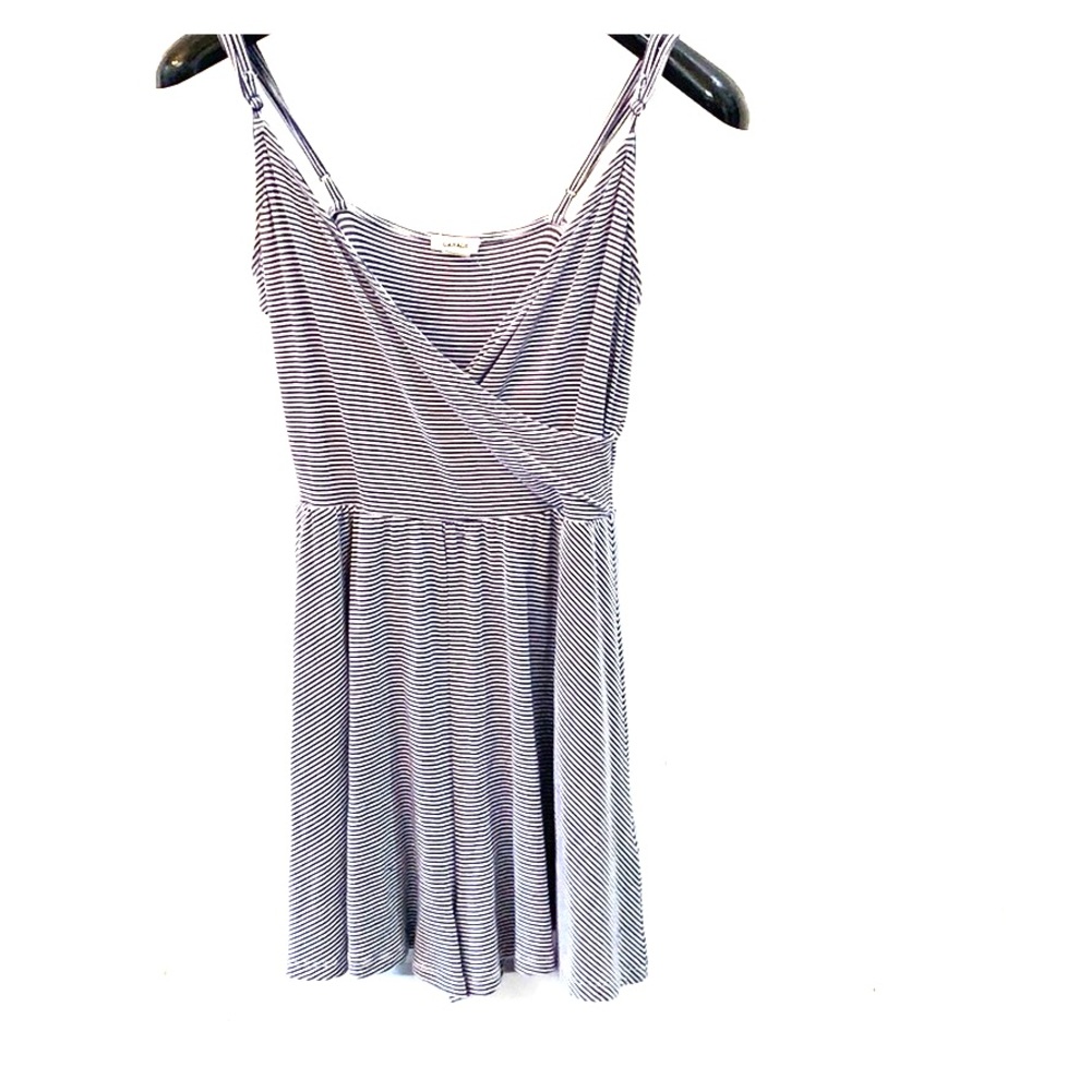 Navy and white striped romper